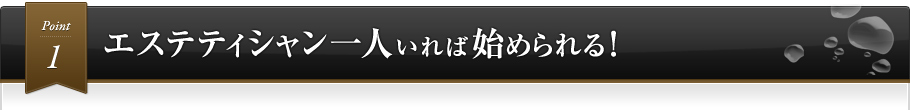 Point2 エステティシャン一人いれば始められる!