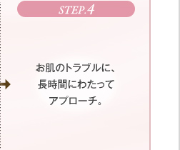 STEP.4　お肌のトラブルに、長時間にわたってアプローチ。